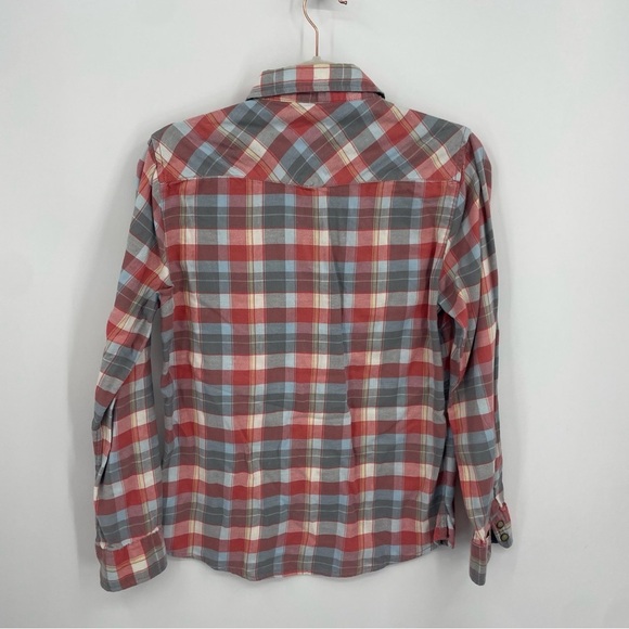 Jachs Girlfriend Plaid Pearl Snap Bea Shirt Sz XS Red gray - Picture 3 of 5